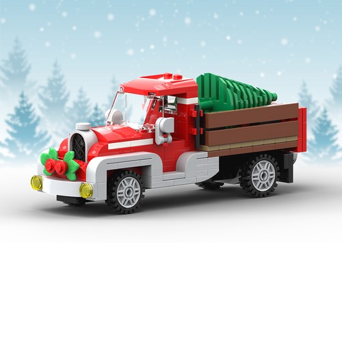 Old red truck pour - truck, winter