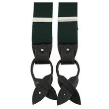 Tony & Paul. Bretelle. Hercule, Viscose. Vert / Cuir Noir  - Uni -  FABRIQUE EN 