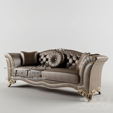 Fauteuil Canapé 2 Ou 3 Places Baroque Écaille Velours Taupe Et Feuille D'Or Swar