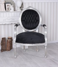 Fauteuil Baroque Argent Noir