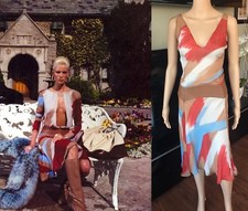 GIANNI VERSACE Vintage Plunging Decollete Dress Gown Sz 42 SEXY! RARE!