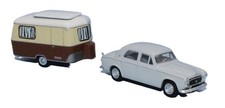 SAI 6238 Peugeot 403-7, gris perle, avec caravane Eriba beige ivoire