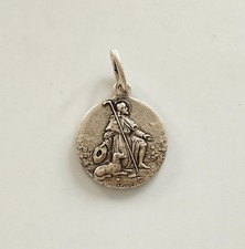 mama-estelle Ancienne Petite Médaille Saint ROCH Chien Pèlerin en Métal