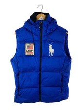 Polo Ralph Lauren PRL67 Blue Down Vest S USA Patch Hooded Logo
