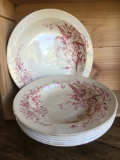 Jules Vieillard Bordeaux Service Squirrels 6 Hollow Plates + 1 Flat, Earthenware