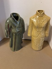2 Large 12 Inch Kimono Ceramic Vases
