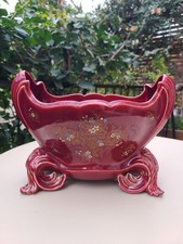 Jardinière ancienne Fives-Lille De Bruyn – faïence rouge dorée, pièce rare,...