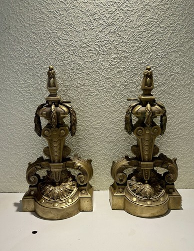 Paire chenets bronze doré - chenets,