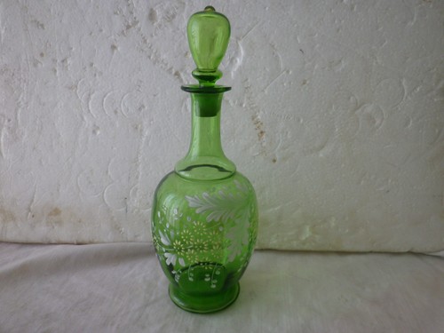Carafe verre decor fleuri - carafe,