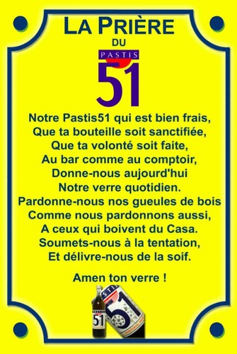 Plaque priere pastis ricard - plaque, 51