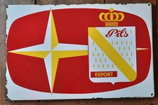 Old enamel plate PILS export beer Alsace EAS coffee bar pub 46x72cm