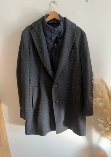 Manteau bleu marine chiné