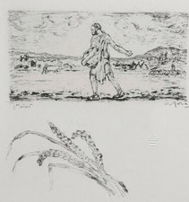 SEMEUR Ble Paysage GEORGES GOBO Gravure Originale Signee XX°