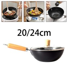 Poêle à frire wok en fer pour cuisson à induction électrique, flamme nue,