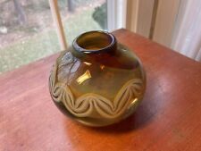 Mark Peiser 1973 Signed  Studio Art Glass Amber Vase 