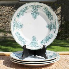 Set of 4 Antique Nimy Belgium Earthenware Flat Plates Model Watteau