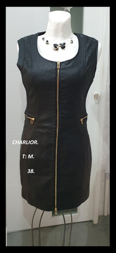 Robe chasuble simili - cuir, noir