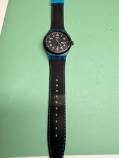 Swatch Automatic 19 Jewels Swiss Display‑Back Blue Transparent Case Black Dial