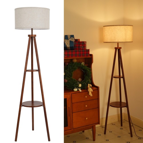 Lampadaire trépied bois - en,