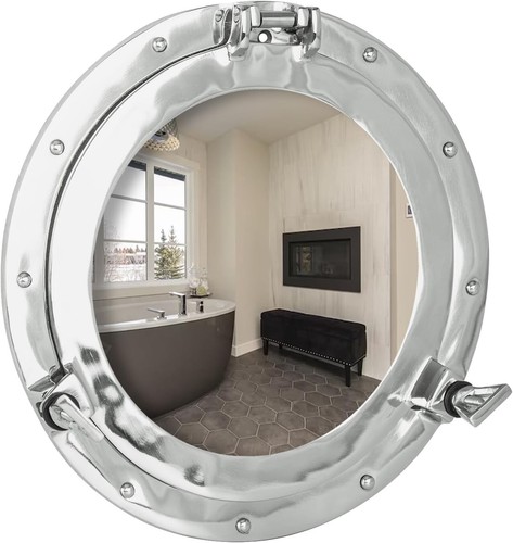 Grand miroir hublot ancien