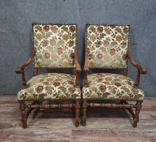 Paire fauteuils bras - bras, en
