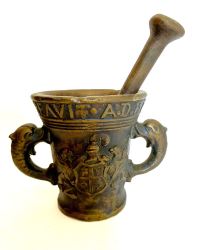 Ancien mortier bronze avec - ancien,