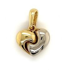 Chimento 18k Two Tone Gold Puffy Heart Pendant Charm Italy Designer