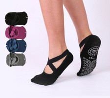 Women's 6pcs Quantity Cushion Anti Skid Grips Barre Pilates Yoga Socks Bandage