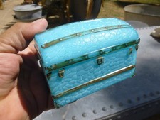RARE VALLERYSTHAL EARLY 20TH CENTURY OPALINE BLUE FAIR GLASS CHEST
