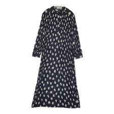 SOULEIADO Polyester Print Pleated Dress Floral Pattern Size 36 black 5-1001M♪