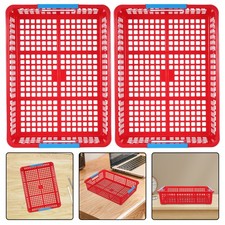  Lot de 5 paniers de rangement en plastique rouge avec poignées pour salle de