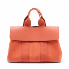 Hermès Valparaiso PM toile chevron x leather Brique Silver Metal Fittings