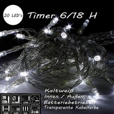 Guirlande Lumineuse LED de 20 Guirlande Lumineuse Fil Blanc Froid Batterie...