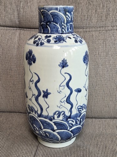 Vase chinois bleu blanc - vase,
