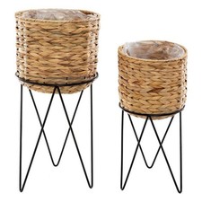 Lot de 2 Cache-Pots sur Pied "Hya" 54cm Naturel
