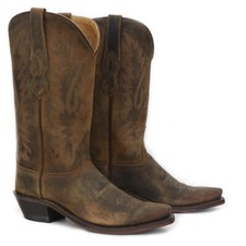 Bottes Western Country Unisex En Cuir OLD WEST Marron LF1511