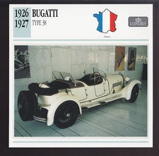 1926-1927 Bugatti Type 38 France Luxury Car Spec Sheet Photo Info ATLAS CARD