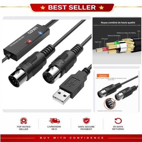 Câble midi usb lekato mtu - câble, mtu-10