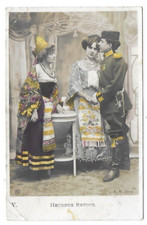 CPA carte postale ancienne retour du soldat vers 1900 joli texte guerre amour