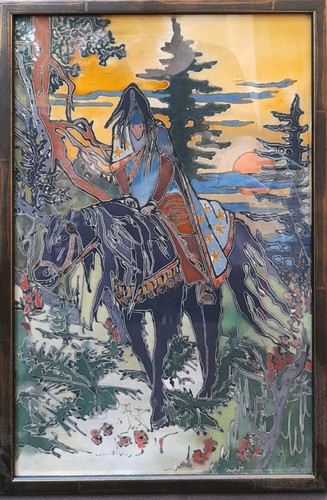 Peinture sur soie encadrée - ,