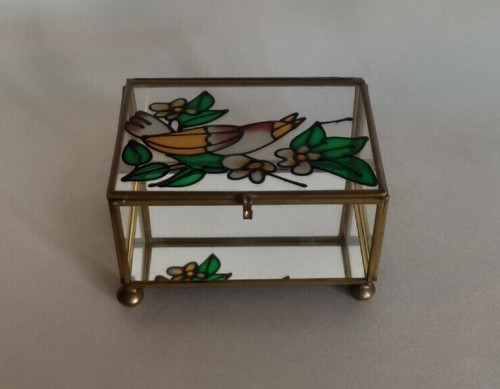 Boite bijoux laiton verre - boite, a