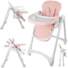 Malplay Chaise Haute Enfant Chaise Bébé Pliable DELI Rose Plateau Réglable