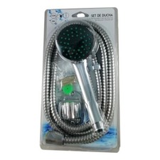 Set Pommeau de Douche 7 Fonctions + Tuyau Flexible 1,5 M Universel Laiton Chromé