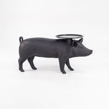 2022 Front Design Studio for Moooi Pig Side / End Table in Black w/ Silver Tray