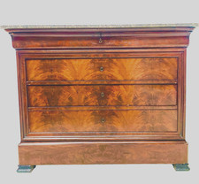 commode secrétaire époque Napoléon III en acajou dessus marbre . XIX siècle .