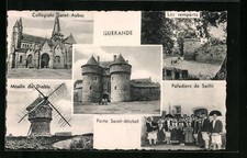 Old postcard Guèrande, Moulin du Diable, Porte Saint-Michel, Paludiers de Saillè, Les re 