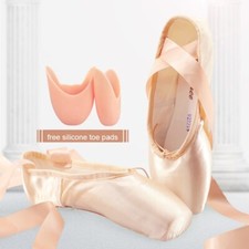 Satin Ballet Pointe Shoes Professional Ladies Ballerina Dance Shoes With Ribbons