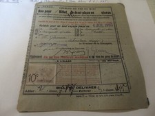 Billet train  demi place  chemin de fer du MIDI 1905  SETTE BANYULES 6