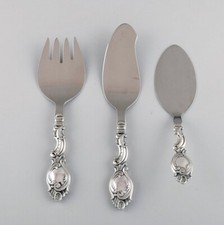 Orfèvre danois. Trois pièces de service en argent (830). Rococo style, 1940s