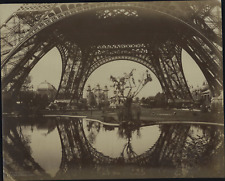Eiffel Tower and World's Fair, Paris Vintage Print.  Albumen Print 